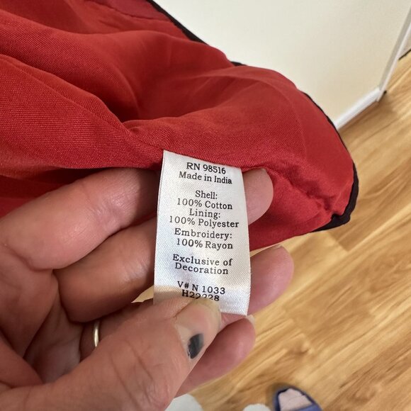 Coldwater Creek Womens Red Embroidered Jacket Large Pockets Ethnic Cotton - Picture 3 of 11